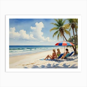 Chilling People at the Beach  Art Print