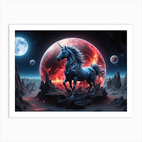 Unicorn on Alien Planet Art Print