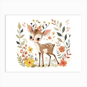 Little Floral Antelope 1 Art Print