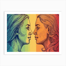 Two Women Facing Each Other 2 Art Print