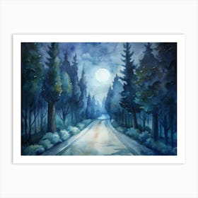 A Mysterious Road In The Heart Of A Forest Lit B (1) Art Print