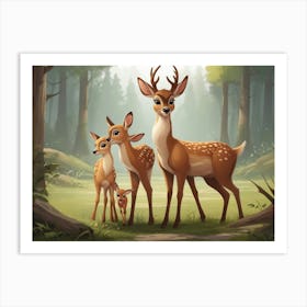 Family Of Deer Art Print