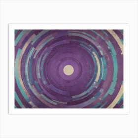 Abstract Circular Design With Overlapping Rings In Shades Of Purple, Teal, And Beige Art Print