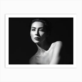 An Intriguing Monochrome Portrait Of A Mysterious Figure Illuminated In Soft Light Offering An Eni Art Print