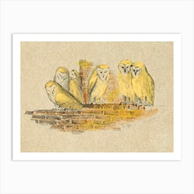 Greeting Card With Six Owls (1890),Theo Van Hoytema Art Print