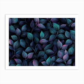 Purple Leaves Wallpaper Art Print