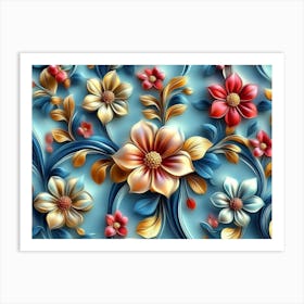 A Beautiful 3d Luxury Floral Art Print