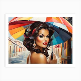 Elegant Woman With An Umbrella 1 Art Print