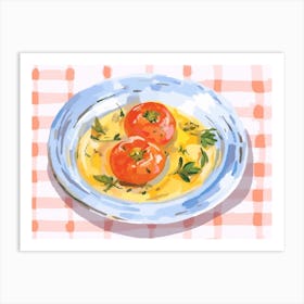 A Plate Of Bell Peppers, Top View Food Illustration, Landscape 2 Art Print