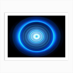 Blue Neon Circle With Glowing Rings 1 Art Print