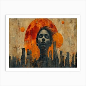 Temporal Resonances: A Conceptual Art Collection. Cityscape 6 Art Print