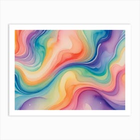 Abstract Image Of Swirling, Fluid Colors In Shades Of Blue, Purple, Green, Yellow, And Pink Art Print