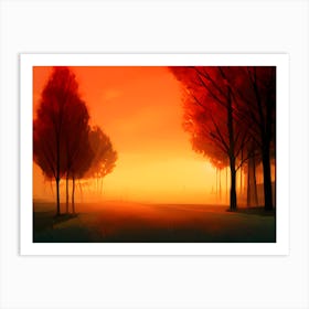 Sunset In The Forest Art Print