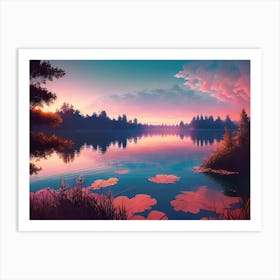 Sunset By The Lake 49 Art Print