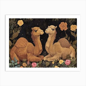 Floral Animal Illustration Camel 1 Art Print