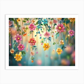 Colorful Flowers Wallpaper Art Print