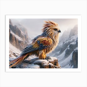 Lion-Bird in Winter Fantasy Art Print