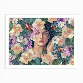 Tropical Background, Fashion Portrait Art Print