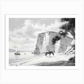 A Horse Oil Painting In Navagio Beach (Shipwreck Beach), Greece, Landscape 3 Art Print