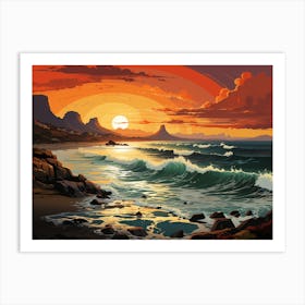 Sunset On The Beach 1 Art Print