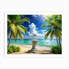 White Column On A Tropical Beach Art Print