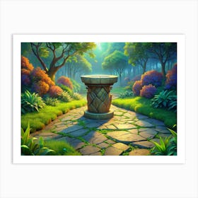 Stone Pillar In A Forest Clearing Art Print