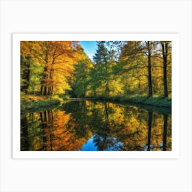 Serene Autumn Reflections 49 Art Print