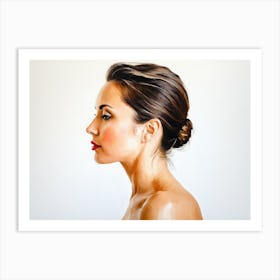 Side Profile Of Beautiful Woman Oil Painting 55 Art Print