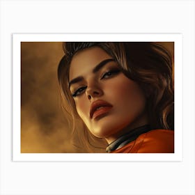 Woman In An Orange Jacket Art Print