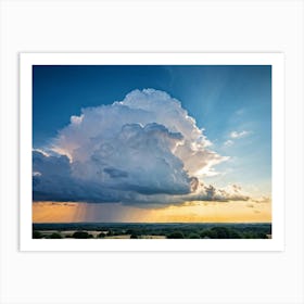 Cumulus Clouds Looming High Over A Serene Landscape Bathed In Sunset Light A Cluster Of White Clou (4) Art Print