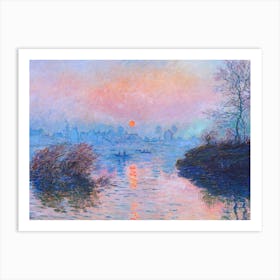 Claude Monet French Painting "Sunset on the Seine at Lavacourt Winter Effect" Paris 1880 HD Art Print