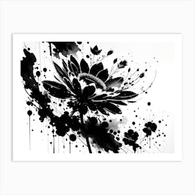 Black And White Flower Painting Art Print