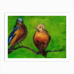 Two little birds On A Branch Art Print