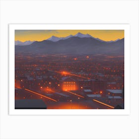 Cityscape At Dusk Art Print