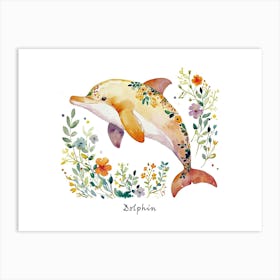 Little Floral Dolphin 1 Poster Art Print