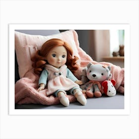 Doll And A Stuffed Animal Art Print