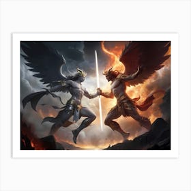 Default Masterpiece Best Quality Epic Battle Heaven Vs Hell Art Print