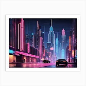 Futuristic City Paintings Art Print 2 Art Print