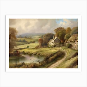 Printable Wall Art, Vintage Landscape, Farmhouse Wall Decorations, Vintage Landscape Oil Painting.27 Art Print