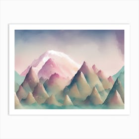 Watercolor Mountains Art Print