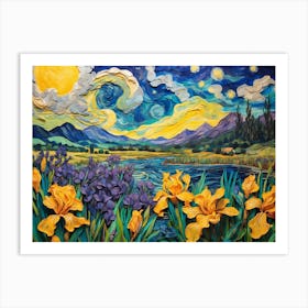 Starry Night Iris Painting Art Print