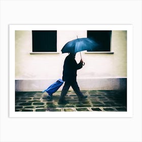 Walking In Rain Venice Art Print