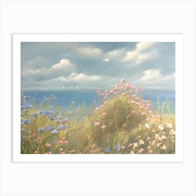 Wild Flowers By The Sea Art Print