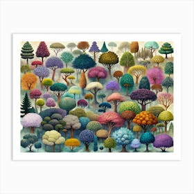 Collection Of Colorful Trees Art Print