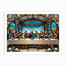 Jesus at the Last Supper Stained Glass #2 Art Print