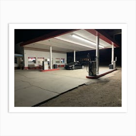 Gas Station At Night Art Print