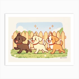 Three Dogs In The Yard Art Print