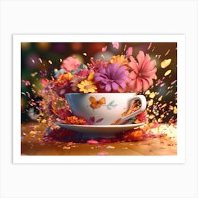 Cup Of Flowers Art Print