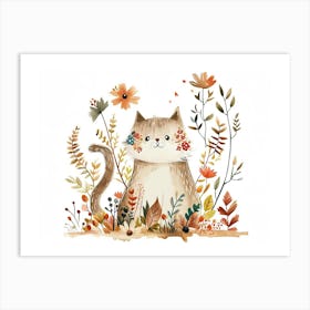 Little Floral Cat 4 Art Print