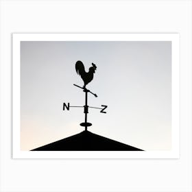 Black Weathervane In The Form Of A Rooster Art Print